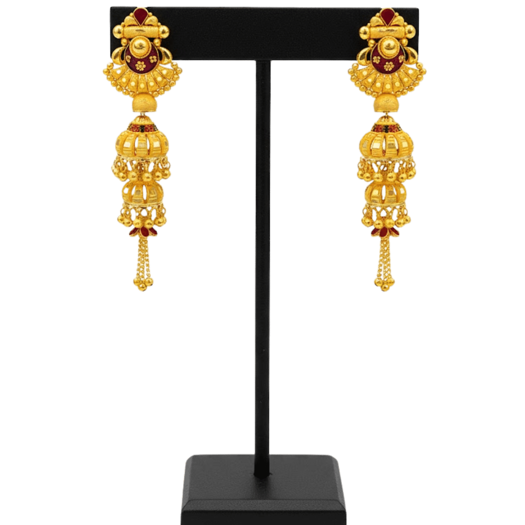 11 Royal Rajwada Triple Jhumka Earrings by Tarasha Jewels - Image 1