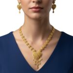 Radiant Heart Drop Gold Necklace Set by Tarasha Jewels