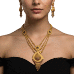 Paisley Grandeur Multi-Strand Gold Necklace Set by Tarasha Jewels
