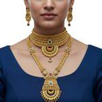 Opulent Maharani Gold Choker Necklace Set by Tarasha Jewels