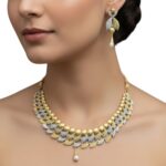 Leafy Grace Two-Tone Gold Necklace Set by Tarasha Jewels