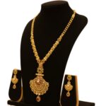 Regal Lotus Fan Gold Necklace Set by Tarasha Jewels - Image 3