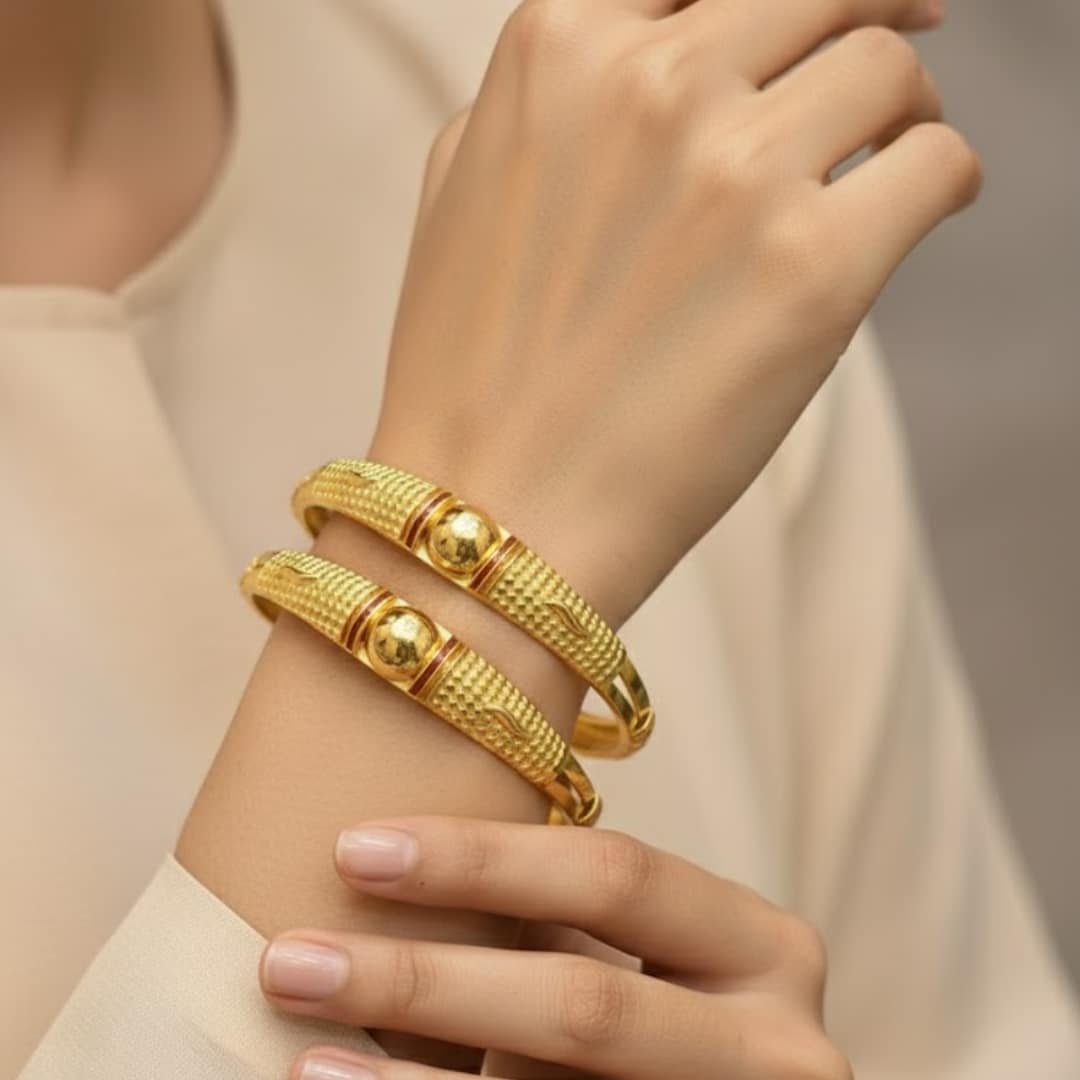 4 Classic Heritage Gold Bangles by Tarasha Jewels - Image 1