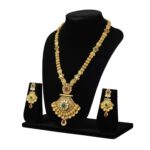 Delicate Lotus Crest Gold Necklace Set by Tarasha Jewels - Image 3