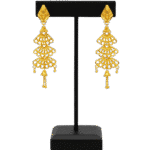 Golden Cascade Geometric Dangler Earrings by Tarasha Jewels