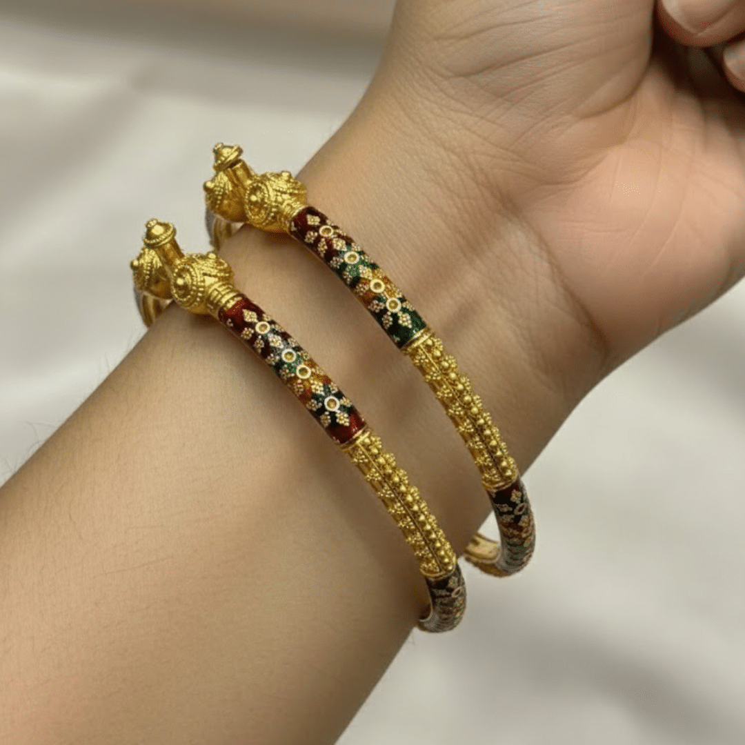 7 - Copy Vibrant Heritage Meenakari Gold Bangles by Tarasha Jewels - Image 1
